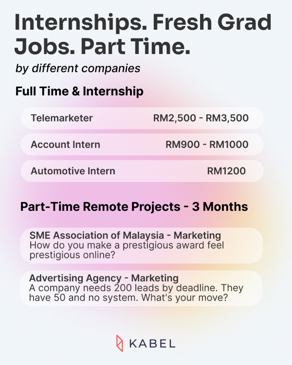 Internships, Fresh Grad Jobs, & Part Time